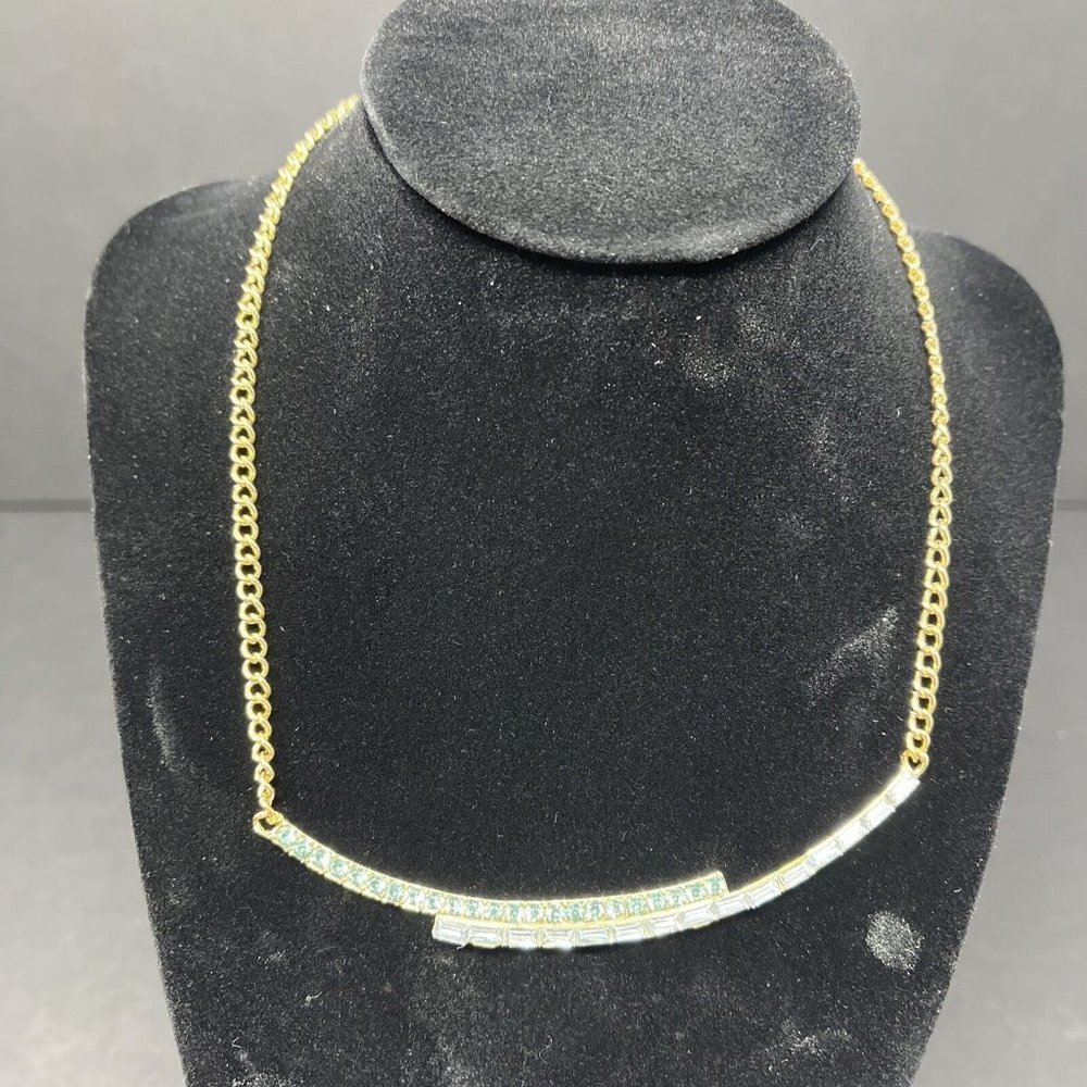 Two Tone Bar Necklace‎ Gold Tone Chain Unbranded And Unmarked